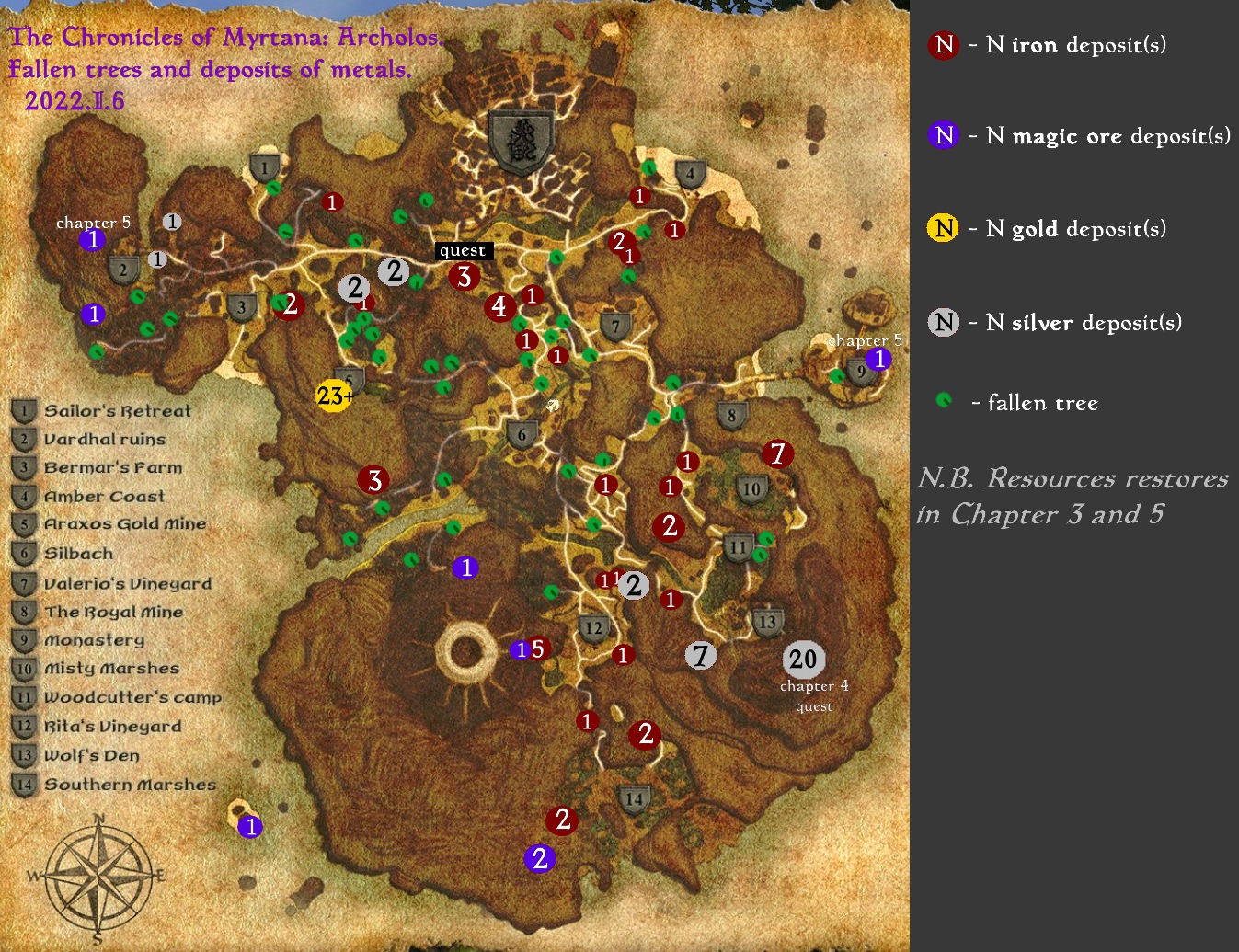 The map of deposits at Archolos Island